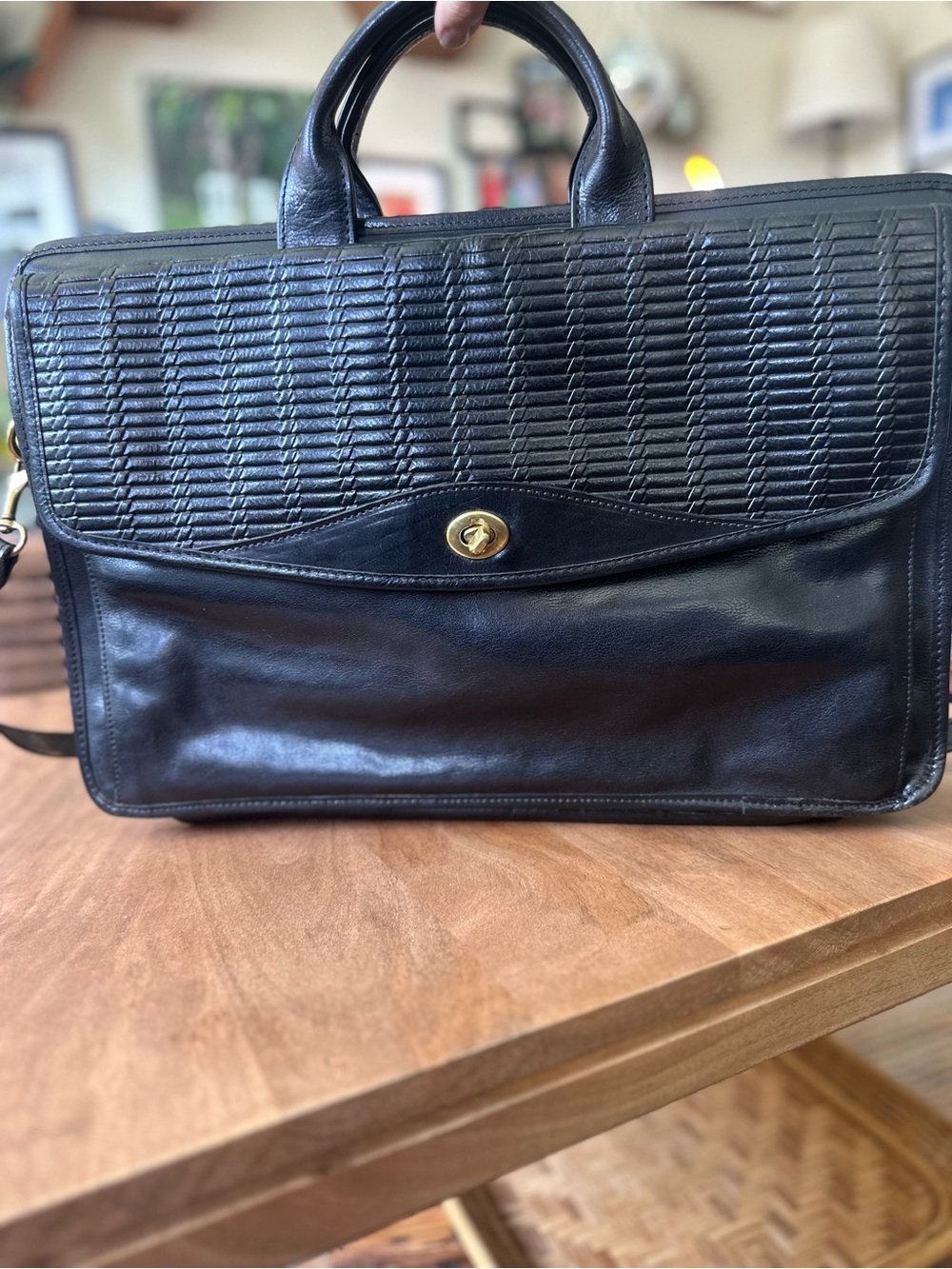 Vintage Jack Georges Black Woven Leather Briefcase (Made in USA)